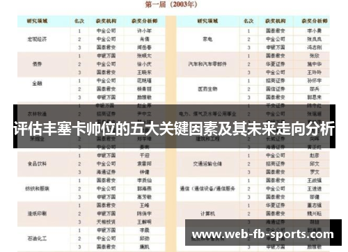 评估丰塞卡帅位的五大关键因素及其未来走向分析